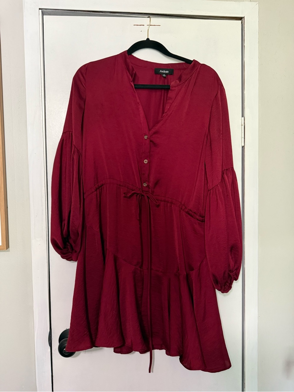 Aakaa Burgundy Mini Dress